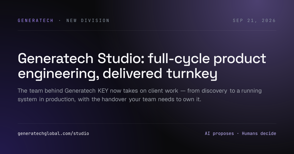 Generatech Studio: full-cycle product engineering, delivered turnkey