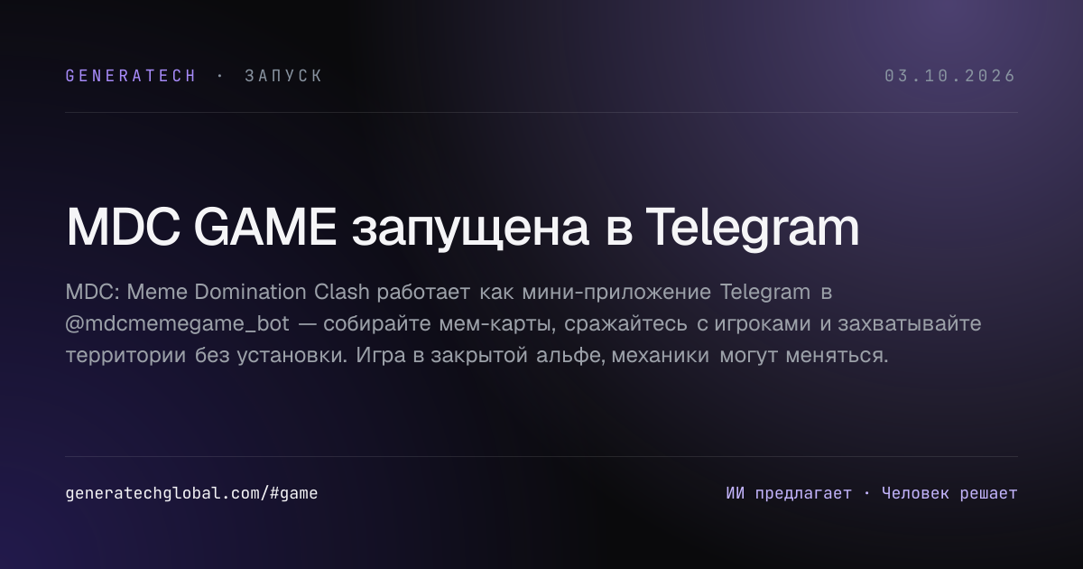 MDC GAME запущена в Telegram
